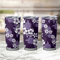 Hawaiian Hibiscus Tribal Floral Purple Tumbler Cup Polynesian Tapa Pattern - Polynesian Pride