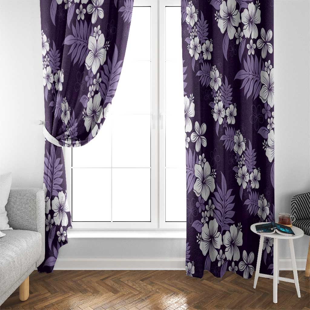 Hawaiian Hibiscus Tribal Floral Purple Window Curtain Polynesian Tapa Pattern - Polynesian Pride