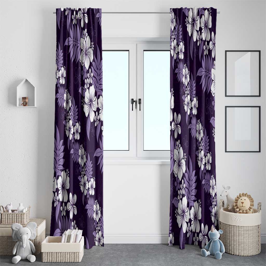 Hawaiian Hibiscus Tribal Floral Purple Window Curtain Polynesian Tapa Pattern - Polynesian Pride