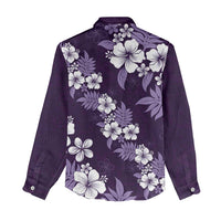 Hawaiian Hibiscus Tribal Floral Purple Women Casual Shirt Polynesian Tapa Pattern - Polynesian Pride