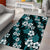 Hawaiian Hibiscus Tribal Floral Teal Area Rug Polynesian Tapa Pattern - Polynesian Pride