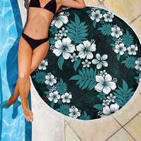 Hawaiian Hibiscus Tribal Floral Teal Beach Blanket Polynesian Tapa Pattern - Polynesian Pride