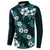 Hawaiian Hibiscus Tribal Floral Teal Button Sweatshirt Polynesian Tapa Pattern - Polynesian Pride