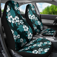 Hawaiian Hibiscus Tribal Floral Teal Car Seat Cover Polynesian Tapa Pattern - Polynesian Pride