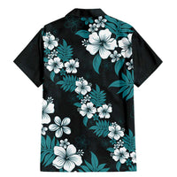 Hawaiian Hibiscus Tribal Floral Teal Family Matching Mermaid Dress and Hawaiian Shirt Polynesian Tapa Pattern - Polynesian Pride