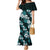 Hawaiian Hibiscus Tribal Floral Teal Family Matching Mermaid Dress and Hawaiian Shirt Polynesian Tapa Pattern - Polynesian Pride