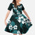 Hawaiian Hibiscus Tribal Floral Teal Family Matching Short Sleeve Bodycon Dress and Hawaiian Shirt Polynesian Tapa Pattern - Polynesian Pride