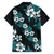 Hawaiian Hibiscus Tribal Floral Teal Family Matching Short Sleeve Bodycon Dress and Hawaiian Shirt Polynesian Tapa Pattern - Polynesian Pride