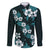 Hawaiian Hibiscus Tribal Floral Teal Family Matching Short Sleeve Bodycon Dress and Hawaiian Shirt Polynesian Tapa Pattern - Polynesian Pride