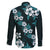 Hawaiian Hibiscus Tribal Floral Teal Family Matching Short Sleeve Bodycon Dress and Hawaiian Shirt Polynesian Tapa Pattern - Polynesian Pride