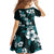 Hawaiian Hibiscus Tribal Floral Teal Family Matching Tank Maxi Dress and Hawaiian Shirt Polynesian Tapa Pattern - Polynesian Pride