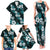 Hawaiian Hibiscus Tribal Floral Teal Family Matching Tank Maxi Dress and Hawaiian Shirt Polynesian Tapa Pattern - Polynesian Pride