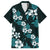 Hawaiian Hibiscus Tribal Floral Teal Family Matching Tank Maxi Dress and Hawaiian Shirt Polynesian Tapa Pattern - Polynesian Pride