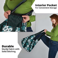 Hawaiian Hibiscus Tribal Floral Teal Grocery Bag Polynesian Tapa Pattern - Polynesian Pride