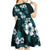 Hawaiian Hibiscus Tribal Floral Teal Kid Short Sleeve Dress Polynesian Tapa Pattern - Polynesian Pride
