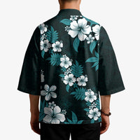 Hawaiian Hibiscus Tribal Floral Teal Kimono Polynesian Tapa Pattern - Polynesian Pride