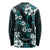 Hawaiian Hibiscus Tribal Floral Teal Long Sleeve Shirt Polynesian Tapa Pattern - Polynesian Pride