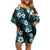 Hawaiian Hibiscus Tribal Floral Teal Off Shoulder Short Dress Polynesian Tapa Pattern - Polynesian Pride