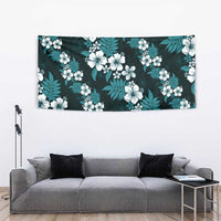Hawaiian Hibiscus Tribal Floral Teal Tapestry Polynesian Tapa Pattern - Polynesian Pride