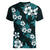 Hawaiian Hibiscus Tribal Floral Teal Women V-Neck T-Shirt Polynesian Tapa Pattern - Polynesian Pride