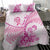 Personalised New Zealand Pink Fern Breast Cancer Bedding Set Polynesian Pattern