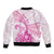 Personalised New Zealand Pink Fern Breast Cancer Bomber Jacket Polynesian Pattern