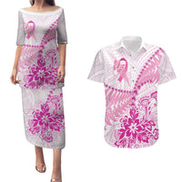 Personalised New Zealand Pink Fern Breast Cancer Couples Matching Puletasi and Hawaiian Shirt Polynesian Pattern LT01 Pink - Polynesian Pride