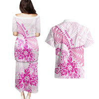 Personalised New Zealand Pink Fern Breast Cancer Couples Matching Puletasi and Hawaiian Shirt Polynesian Pattern LT01 - Polynesian Pride