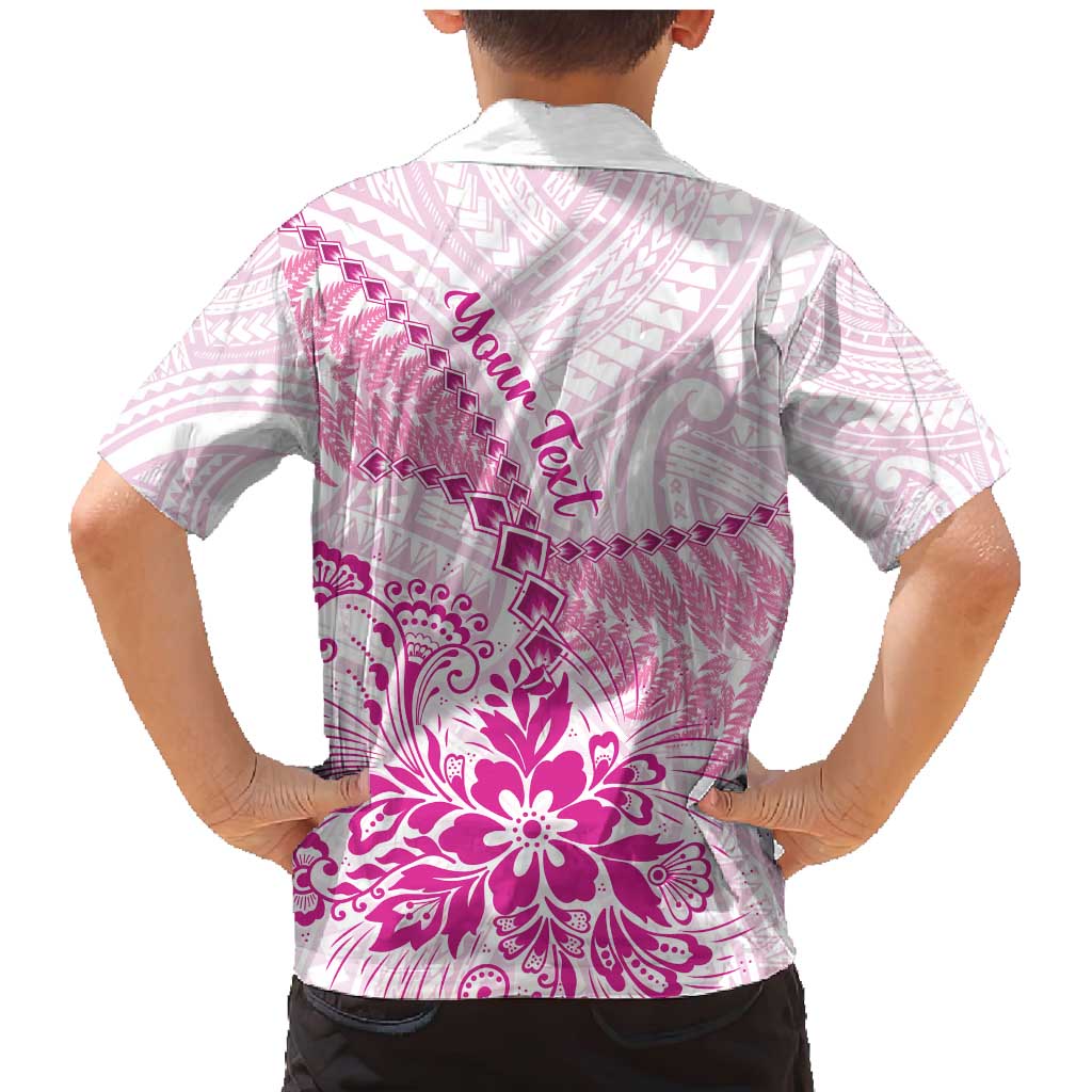 Personalised New Zealand Pink Fern Breast Cancer Family Matching Mermaid Dress and Hawaiian Shirt Polynesian Pattern LT01 - Polynesian Pride