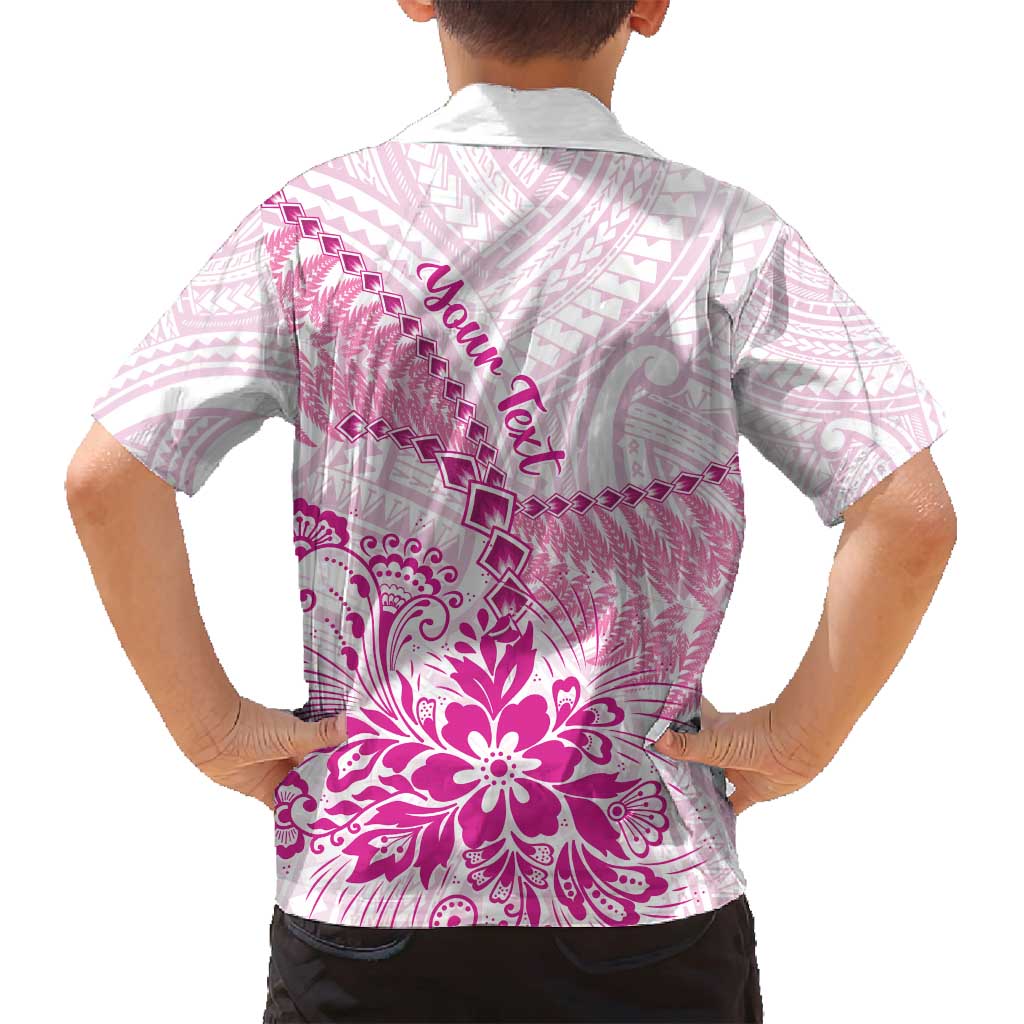 Personalised New Zealand Pink Fern Breast Cancer Family Matching Off Shoulder Maxi Dress and Hawaiian Shirt Polynesian Pattern LT01 - Polynesian Pride