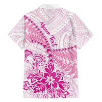 Personalised New Zealand Pink Fern Breast Cancer Family Matching Short Sleeve Bodycon Dress and Hawaiian Shirt Polynesian Pattern LT01 - Polynesian Pride
