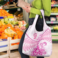 New Zealand Pink Fern Breast Cancer Grocery Bag Polynesian Pattern