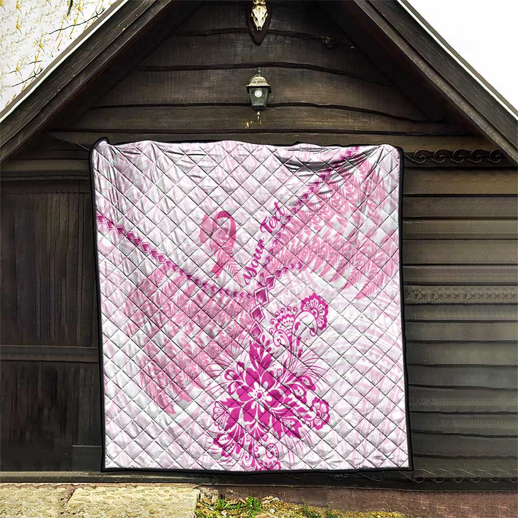 Personalised New Zealand Pink Fern Breast Cancer Quilt Polynesian Pattern