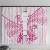 Personalised New Zealand Pink Fern Breast Cancer Window Curtain Polynesian Pattern