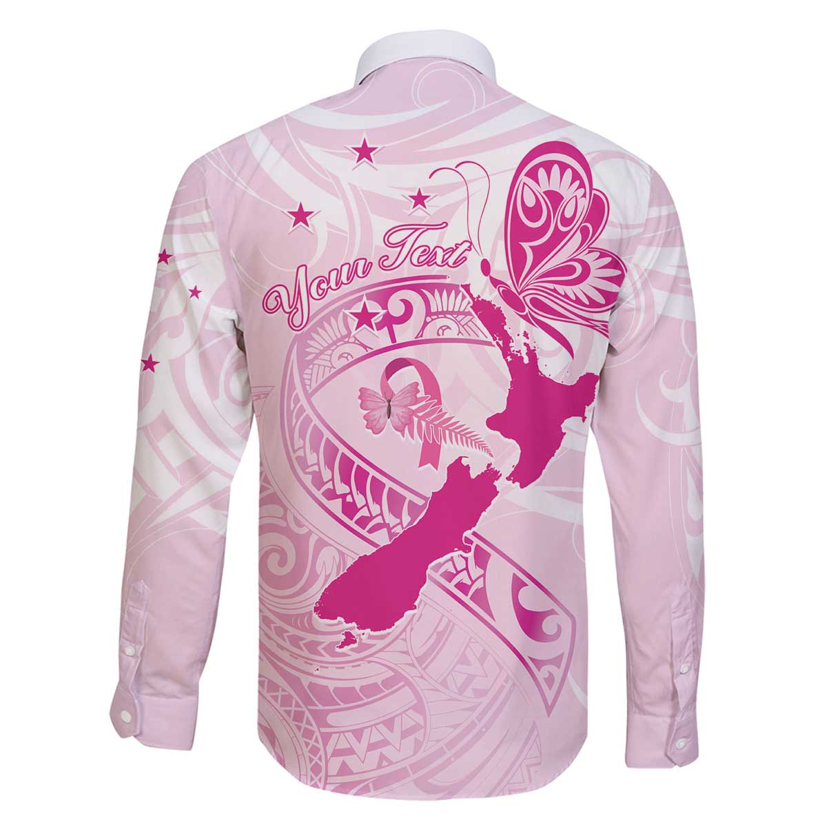 Personalised Aotearoa Breast Cancer Family Matching Off The Shoulder Long Sleeve Dress and Hawaiian Shirt New Zealand Maori Pattern