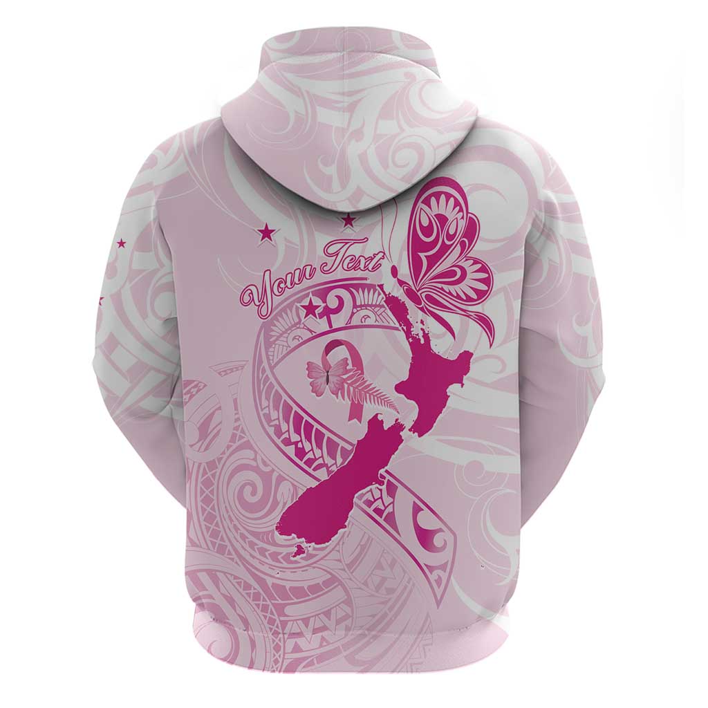 Personalised Aotearoa Breast Cancer Hoodie New Zealand Maori Pattern