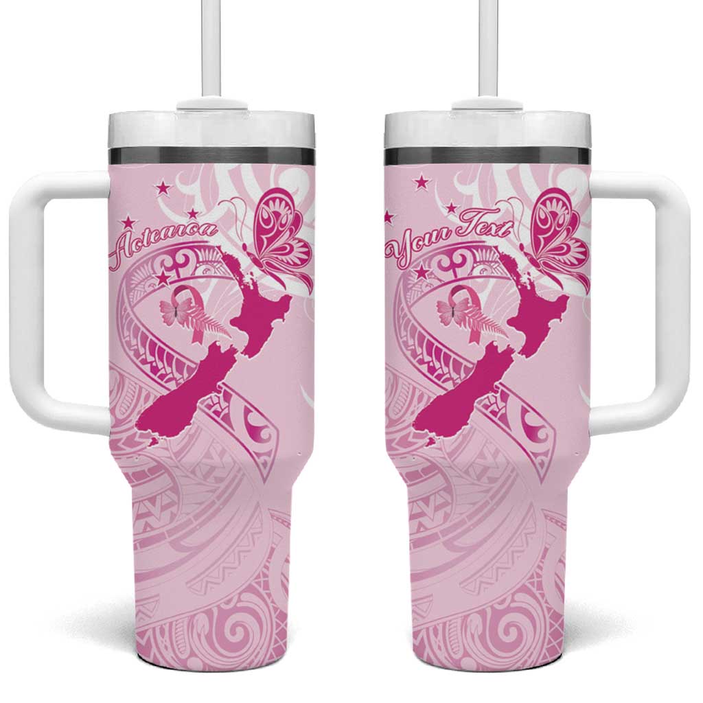 Personalised Aotearoa Breast Cancer Tumbler With Handle Maori Pattern