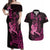 Hawaii Breast Cancer Couples Matching Off Shoulder Maxi Dress and Hawaiian Shirt Girl Floral Kakau Pattern