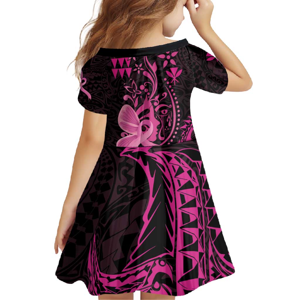 Hawaii Breast Cancer Family Matching Tank Maxi Dress and Hawaiian Shirt Girl Floral Kakau Pattern LT01 - Polynesian Pride