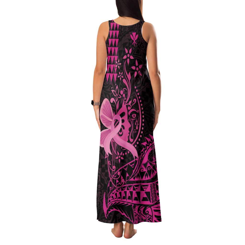 Hawaii Breast Cancer Family Matching Tank Maxi Dress and Hawaiian Shirt Girl Floral Kakau Pattern LT01 - Polynesian Pride
