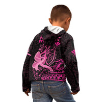Hawaii Breast Cancer Kid Hoodie Girl Floral Kakau Pattern