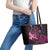 Hawaii Breast Cancer Leather Tote Bag Girl Floral Kakau Pattern