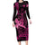 Hawaii Breast Cancer Long Sleeve Bodycon Dress Girl Floral Kakau Pattern