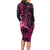 Hawaii Breast Cancer Long Sleeve Bodycon Dress Girl Floral Kakau Pattern