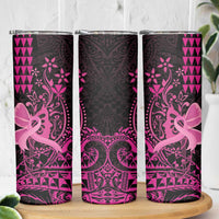 Hawaii Breast Cancer Skinny Tumbler Girl Floral Kakau Pattern