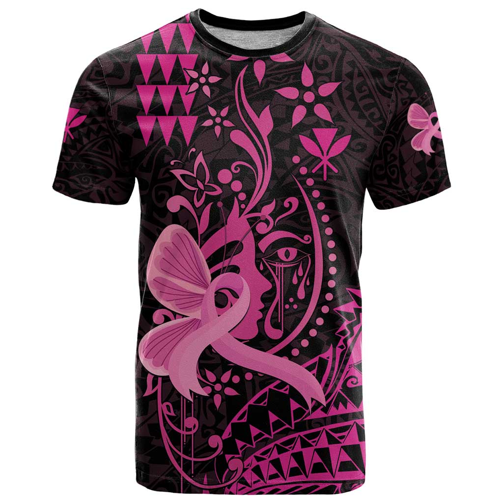 Hawaii Breast Cancer T Shirt Girl Floral Kakau Pattern