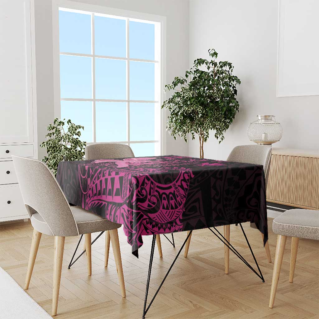Hawaii Breast Cancer Tablecloth Girl Floral Kakau Pattern
