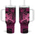 Hawaii Breast Cancer Tumbler With Handle Girl Floral Kakau Pattern