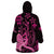 Hawaii Breast Cancer Wearable Blanket Hoodie Girl Floral Kakau Pattern