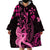 Hawaii Breast Cancer Wearable Blanket Hoodie Girl Floral Kakau Pattern